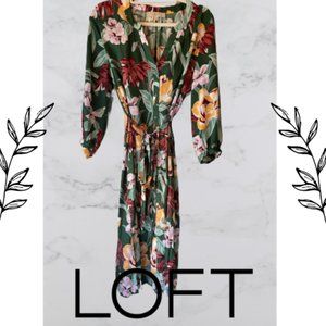 Green Floral Sumer Tie Wrap Dress | LOFT